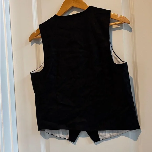 Black Button Through Waistcoat With Linen - Picture 7 of 7